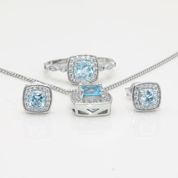 Jewelry - Natural Genuine Topaz Sterling Silver Set